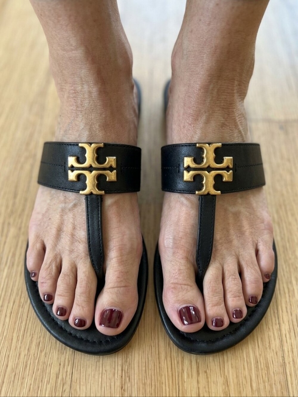 Tory Burch Everly Backless Thong Sandals Black Size 8